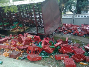 Scene of Coca Cola truck accident this afternoon in Calabar