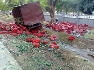 Scene of Coca Cola truck accident this afternoon in Calabar