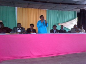 Sir Patrick Odu - Chairman, Cross River State Independent Electoral Commission, addressing participants and the press today