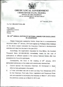 Request for overdraft: The letter that started the Award Gate