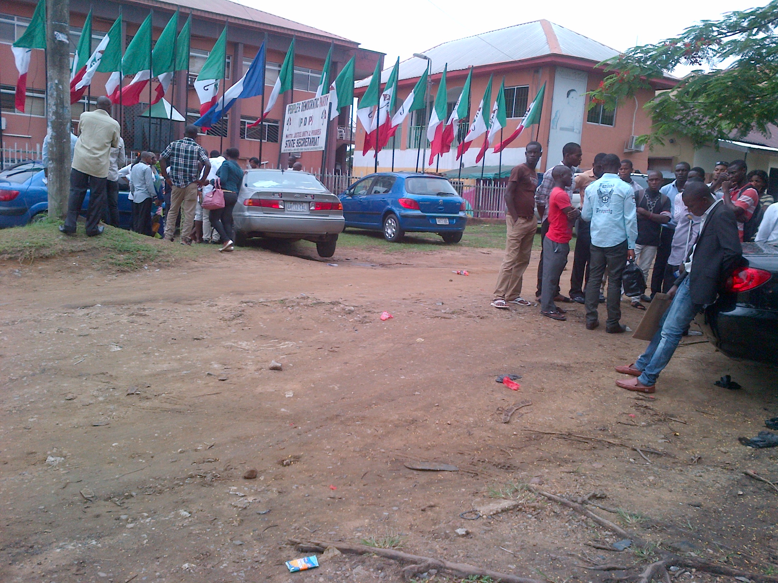 Anxious supporters at the PDP state secretariat today