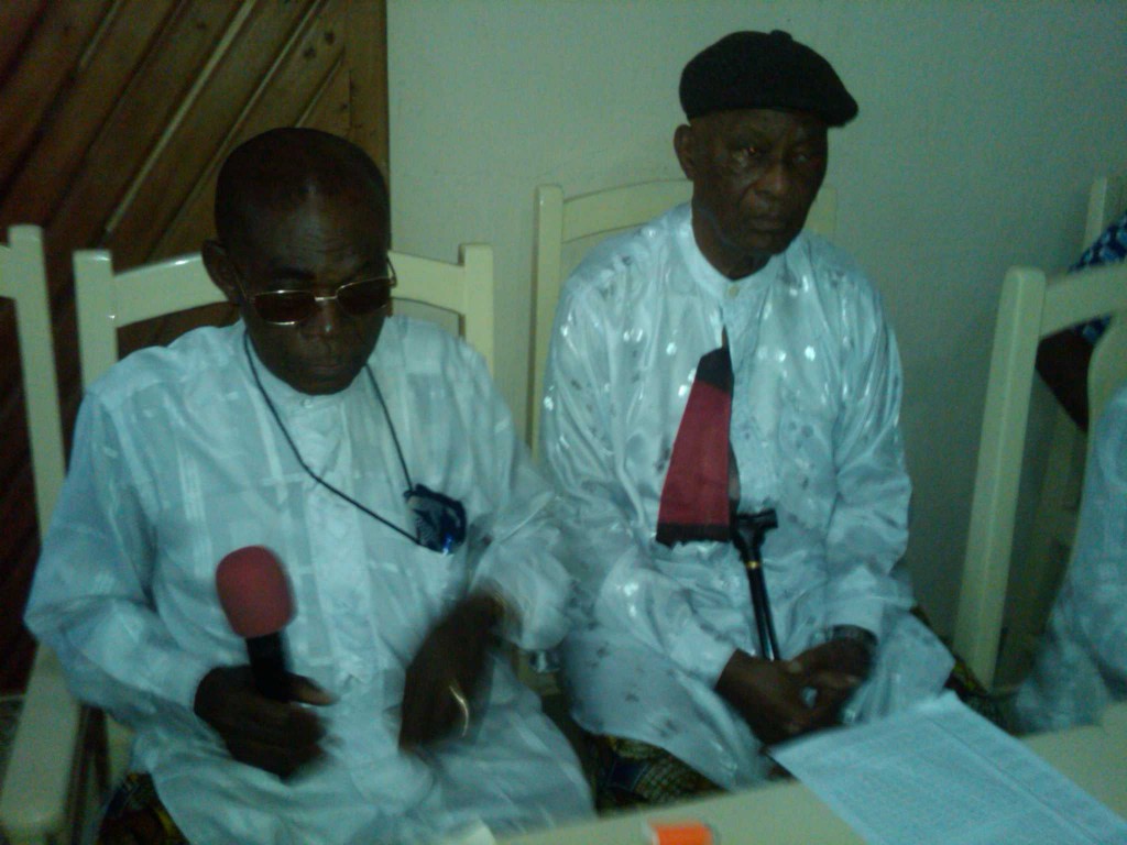 Chief Thomas Mkpang and Elder Oku, founders of Creek Town Elders Forum during the briefing