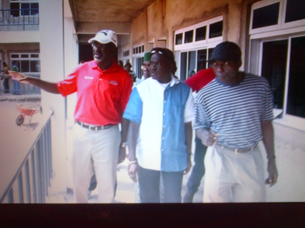 Governor Imoke and some members of the inspection team assessing the progess of work at the Institute of Technology and Management, Ugep