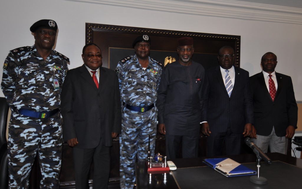 From left, Commissioner of Police, Mr Kola Sodipo, Perm Sec Ministry of Finance, Mr. Effenji Odey, Deputy Inspector General of Police Zone 6, Mr. Jonathan Johnson, Cross River State Governor Senator Liyel Imoke, his Deputy Mr. Efiok Cobham and Secretary to the State Government Mr. Mike Aniah all members of the 5-man Zonal Police Reform Committee shortly after its inauguration by the governor in Calabar, yesterday.