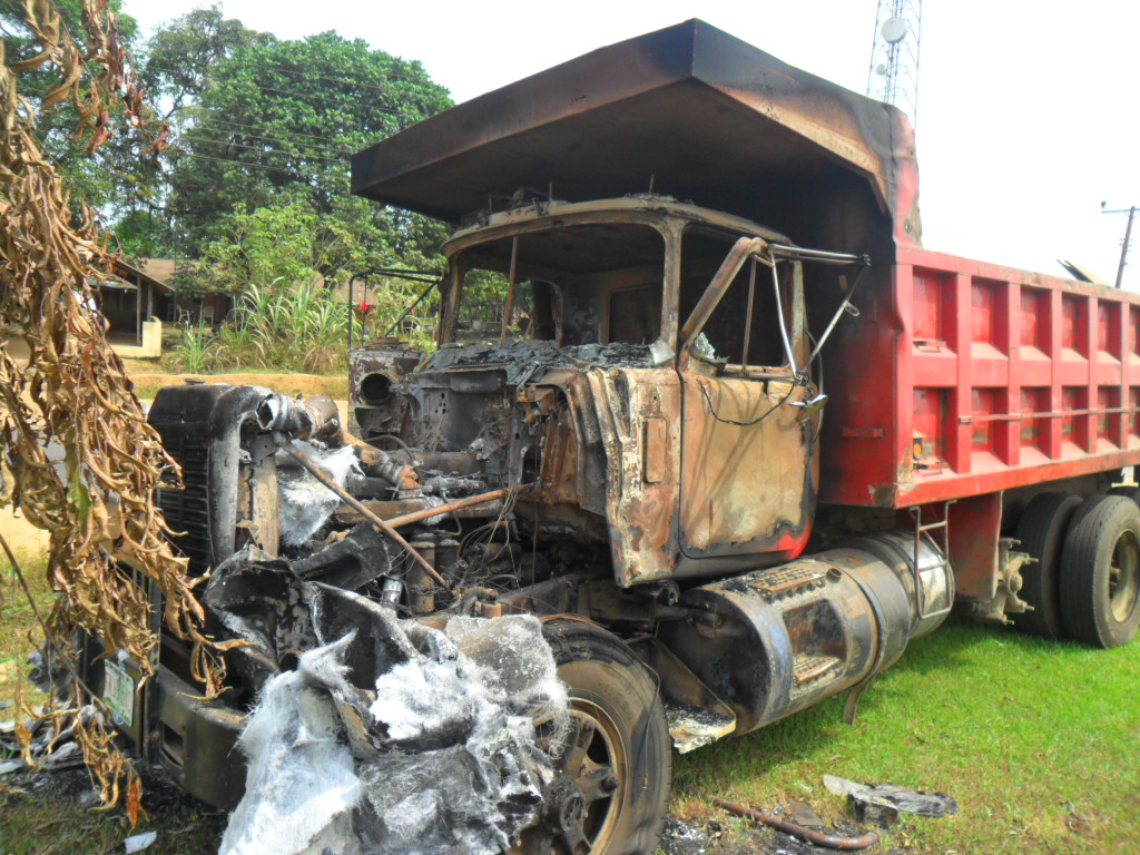 Relics of the truck that killed four still in its position untouched
