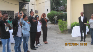 Newly elected AGN Cross River Excos taking their oath of office in Calabar yesterday