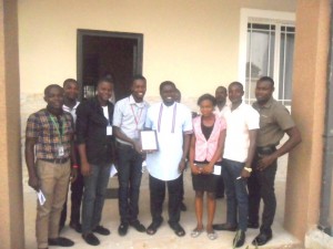 Hon. Daniel Asuquo (middle with plaque) and a cross section of the Union leaders after the award presentation