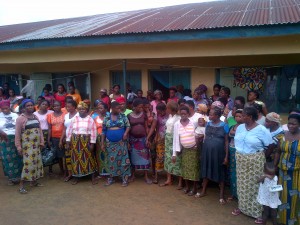 Bakassi women in a group photograph with some of the pregnant women in front row