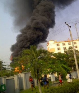 Transcorp Metro Hotel gas station on fire