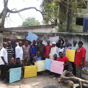 Protesting Cross Riverians at the Lagos liaison office this afternoon