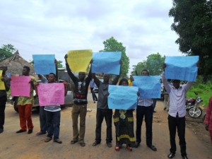 Yala Obubra youths holding carrying to welcome the senate leader