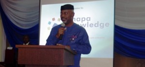 Governor Imoke speaking during the opening of the Tinapa Knowledge City in Calabar last year