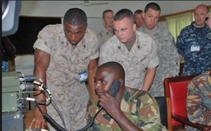 The US Marines and Nigerian soldiers in one of the training sessions in Calabar