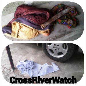 The left over clothes and machete shield the thieves left behind and the image below shows the piece Of cloth used to tie the Church of Christ security man