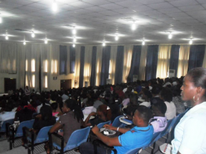 A cross section of freshers during the orientation