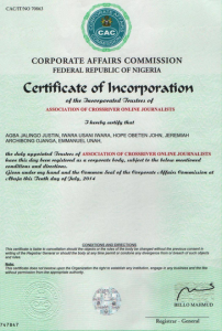 ACROJ Certificate of Incorporation