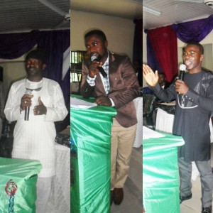 Yakubu Shengam, President, National Youth Council of Nigeria, NYCN, Douglas Abo, Ward Councilor and Rudolf Abo, Abo Youth Forum President speaking during the convention in Boki