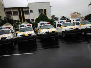 The five security vehicles donated by MTN