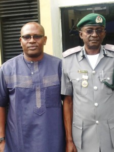 Mr. Rekpene Bassey, Cross River State Security Adviser (left) and Mr. Atoyebi, Customs Comptroller in charge of Cross River and Akwa Ibom