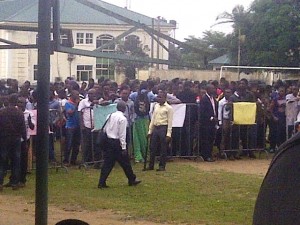 Some of the protesting students yesterday