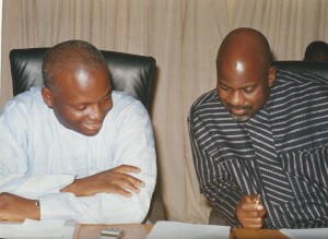 Chief Gershom Bassey (left) and Governor Liyel Imoke