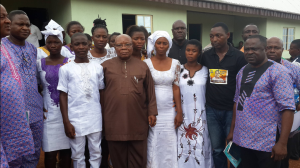 Rep. of Senate Leader (middle) flanked by Jude's first daughter and son and senior members of th NUJ