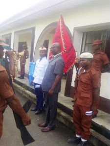 The College Deputy Provost, Mr. Otu Patrick Ebere  receiving the Man 'O' War members