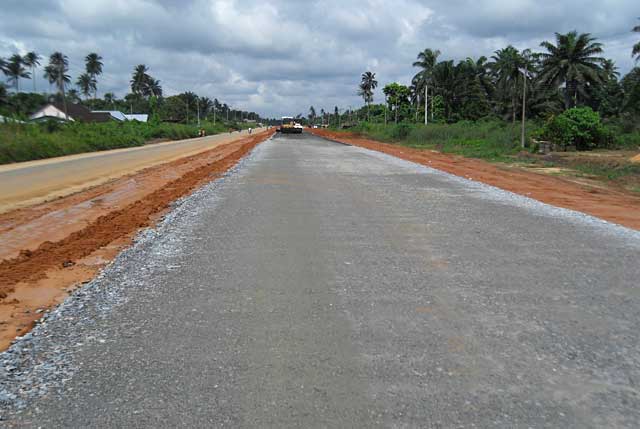 Ongoing construction work on a portion of the East-West road
