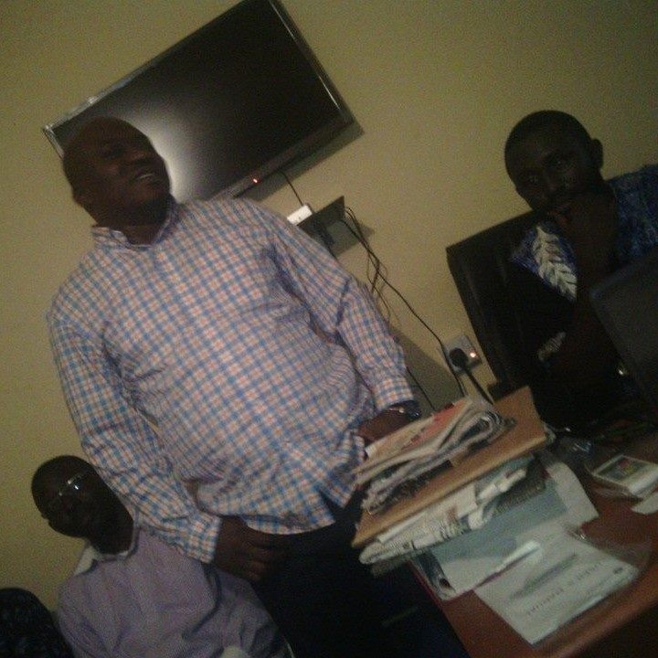 Legor Idagbo (left) with Mike Abuo, when the later visited the CRISPON office in Calabar for consultation