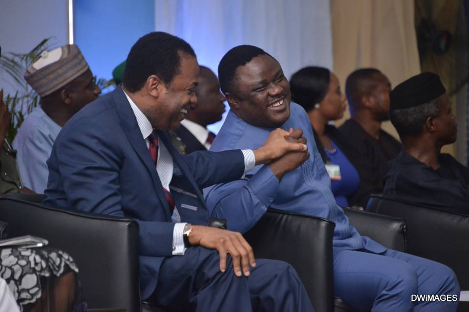 From Left, Former governor, Donald Duke, Governor Ben Ayade and Vice President Yemi Osinbajo at the event in Calabar