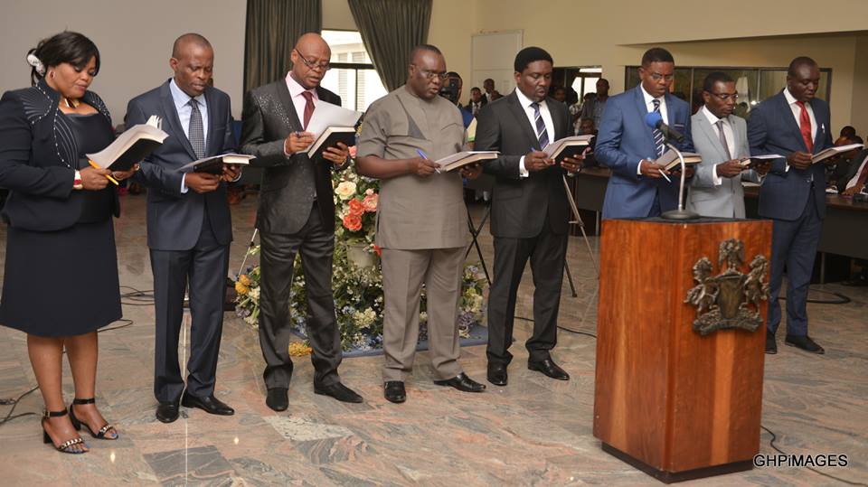 Commissioners taking their Oath of Denunciation of Cultism, Oath of Office and Oath of Allegiance on Friday 