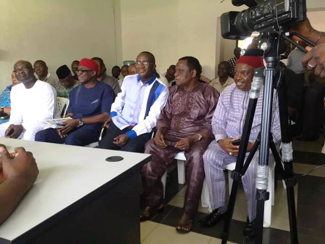 Former Senate Leader, Victor Ndoma Egba at the APC State Secretariat to announce his decamping to the party