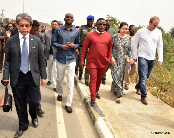 (3rd right) Cross River State Governor, Professor Ben Ayade, Speaker, Cross River House of Assembly, (right) Managing Director, Thai-African Corporation Limited, Mrs. Pantipa Dhanagon and her Director (first left), Mr. Kannadit Plengsri-Ngarm, during a site inspection for the proposed Rice City in Calabar