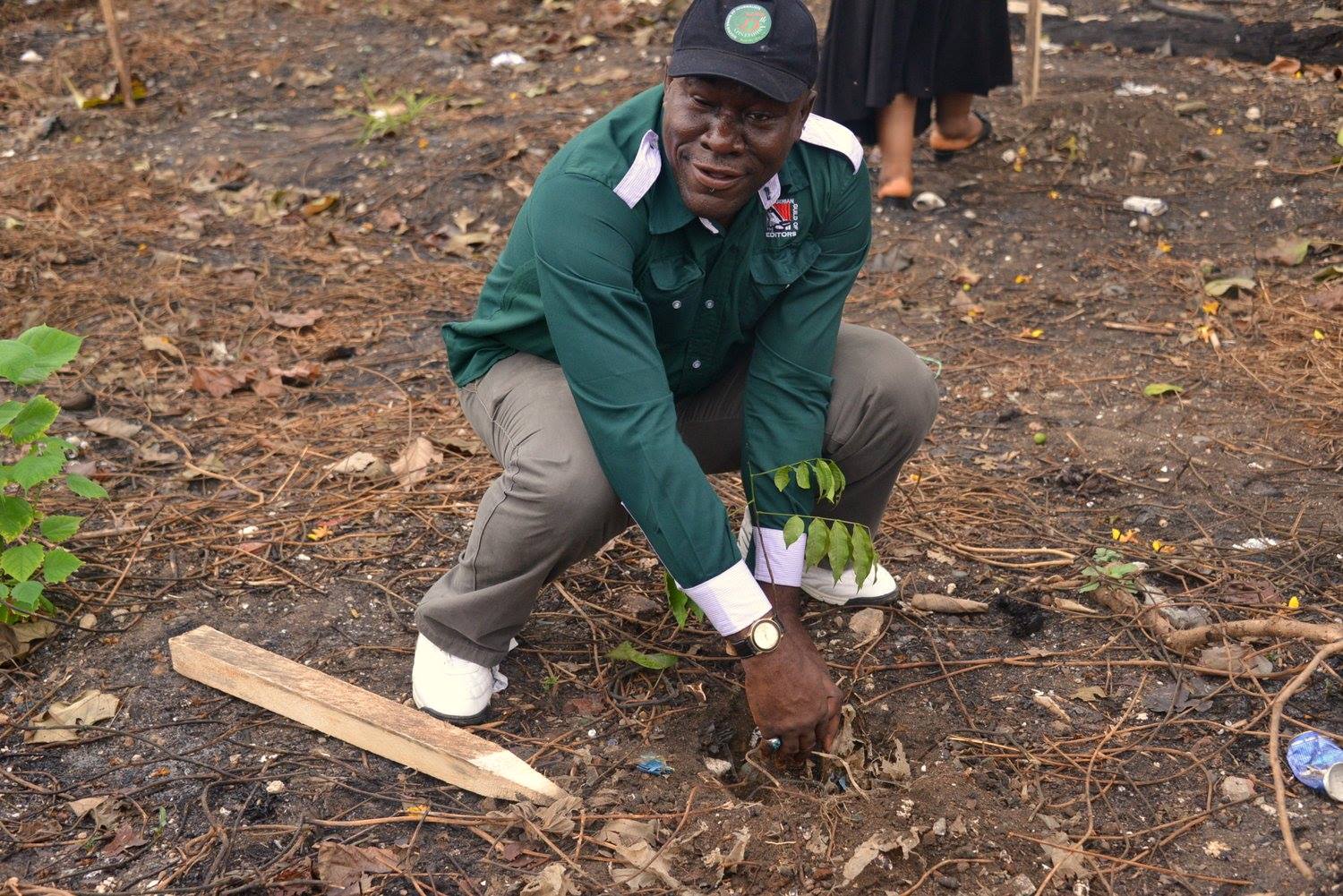 Caretaker Chairman, NUJ Cross River Council, Sam Egbala planting a tree