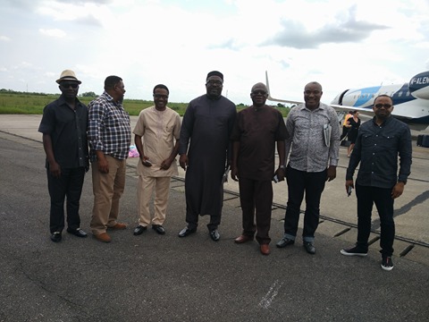 Prince Goddy Jedy Agba (2nd left), Barrister Venatius Ikem, Prince Hilliard Ettah, Hon. Paul Adah, Chief Okoi Obono Obla arriving Calabar airport 