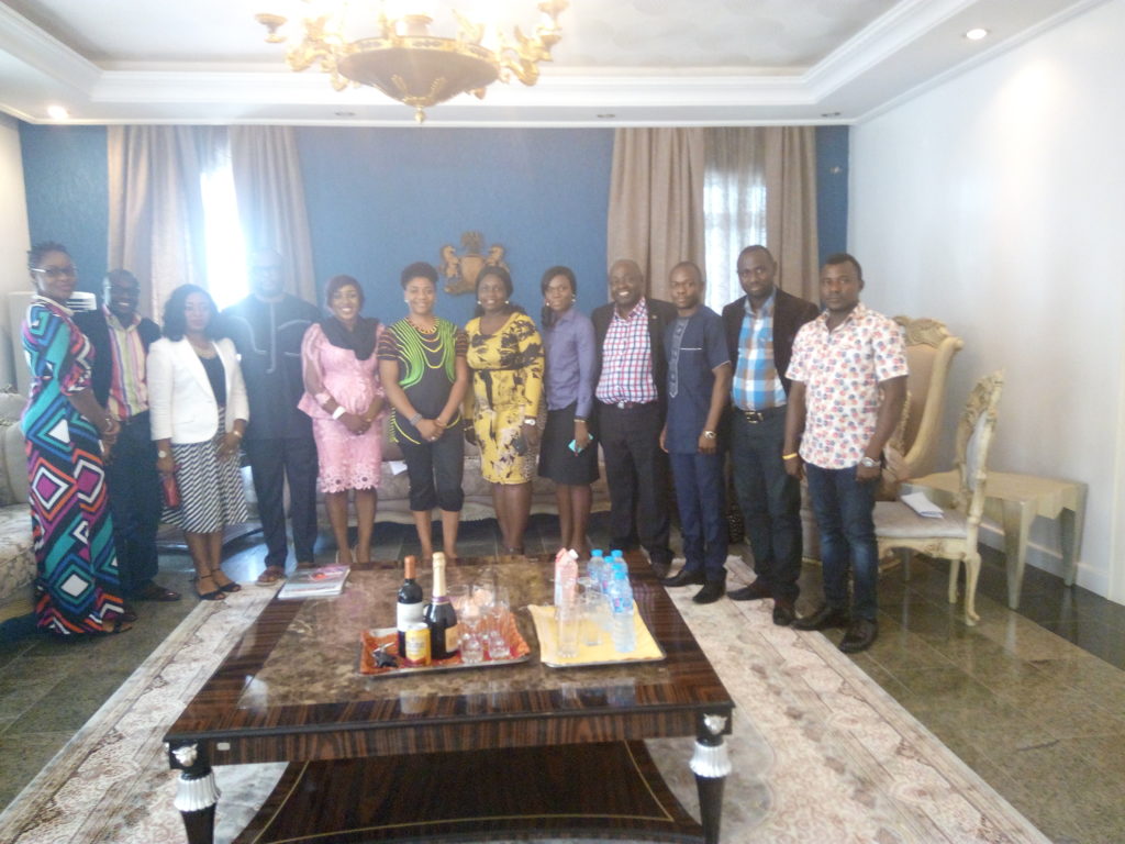 Dr. Linda Ayade (Middle in green and black) pose for a photograph with DG CRSPHCDA and the developing partners