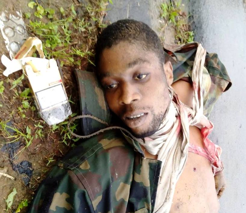 One of the seven militants killed by the Army in Bakassi this morning