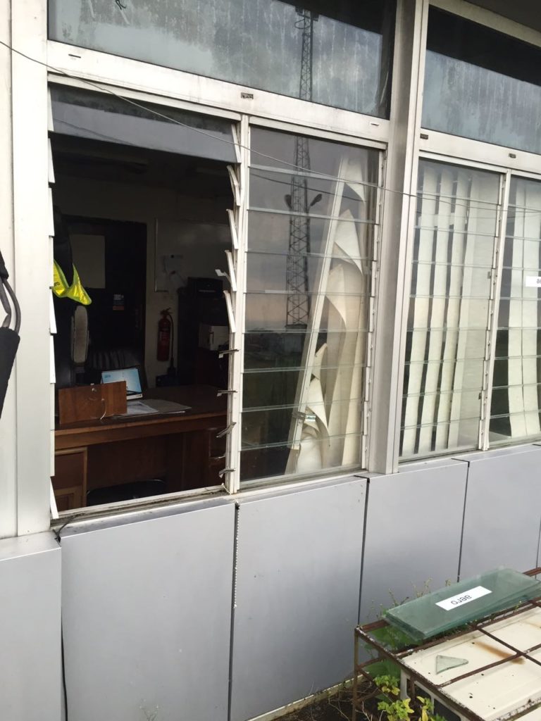The window the thieves used in gaining entrance