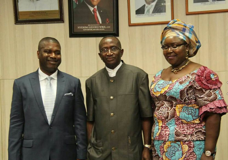 From Left: Dr. Nsima Ekere, NDDC MD, Chairman NDDC Board, Senator Victor Ndoma Egba SAN and the outgone MD, Semenitari Ibim during the resumption of the new Management and Board in Port Harcourt yesterday