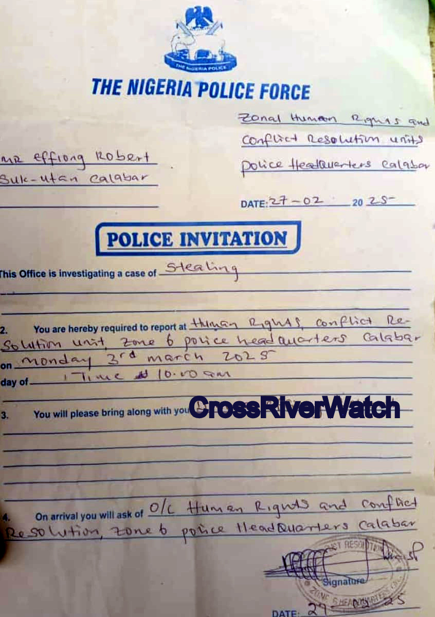 The Police invitation for the father of the 17-year-old