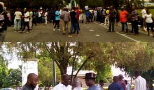 Aborted protest at 11 - 11 roundabout in Calabar to show solidarity to Governor Ben Ayade over recent Supreme Court Judgment on ward and local government congresses
