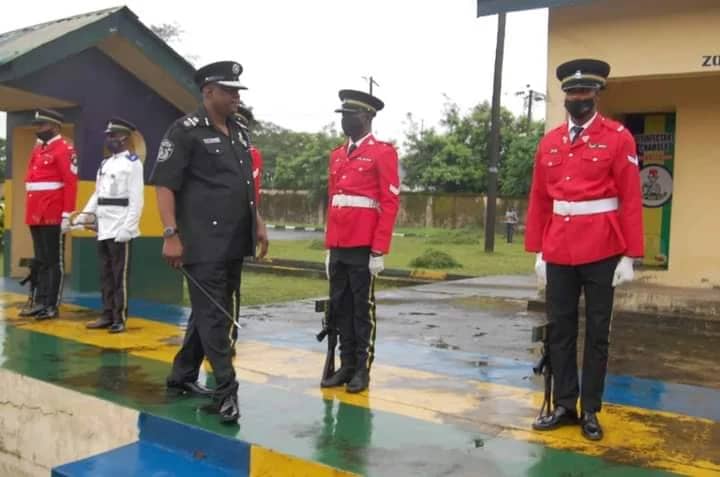 AIG Usman Sule Goman inspects a guard of honour at the Zone 6 police command in Calabar Cross River State on Wednesday August 10, 2021 to signal official resumption of duty (Credit: The PAradise)