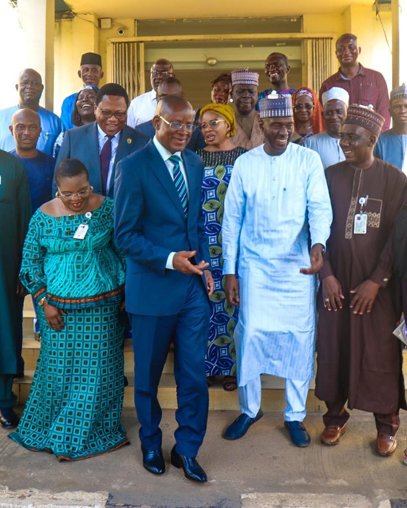 Industry Minister, Sen. John Owan Enoh poses for a photograph after meeting with management and staff of the ministry 29/10/2024. (Credit:FMITI/Diana-Mary Nsan)