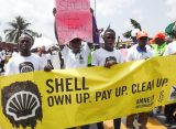 A protest over shell's activities in the Niger Delta (Credit: https://www.climateandcapitalmedia)