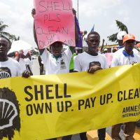 A protest over shell's activities in the Niger Delta (Credit: https://www.climateandcapitalmedia)