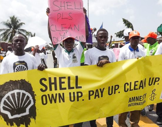 A protest over shell's activities in the Niger Delta (Credit: https://www.climateandcapitalmedia)