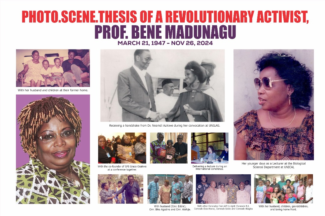 Photo.Scene.Thesis (a play on the botanical term - Photosynthesis) showing the life and times of Comrade Professor Bene Madunagu