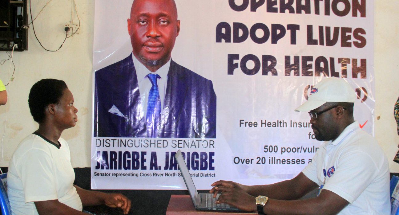 A #Jaricares beneficiary being enrolled by a staff of the Cross River State Health Insurance Agency at the General Hospital Ogoja (Credit: CRW/Jonathan Ugbal)