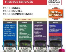 Promotional flier for the new routes of the Senator Asuquo Ekpenyong Free Bus Service