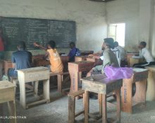 Candidates listening to a tutor at one of the study centers